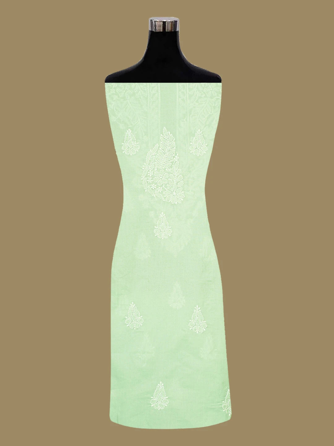 Ada Hand Embroidered Celadon Green Cotton Lucknowi Chikankari Unstitched Suit Piece 01A677382