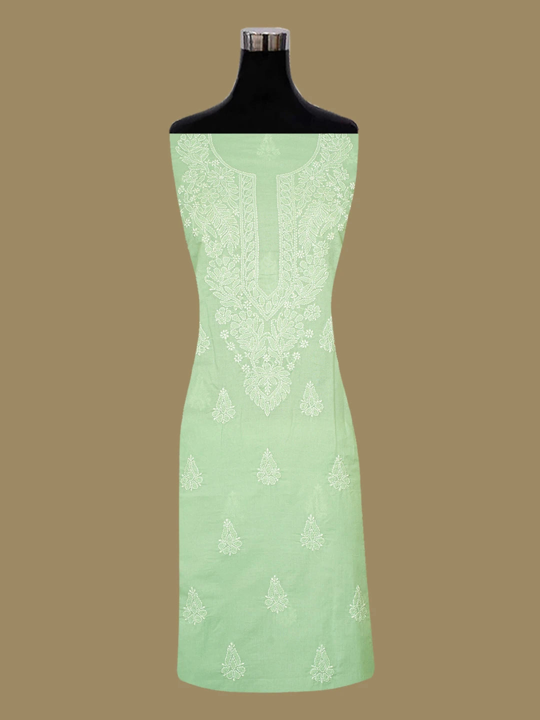 Ada Hand Embroidered Celadon Green Cotton Lucknowi Chikankari Unstitched Suit Piece 01A677382
