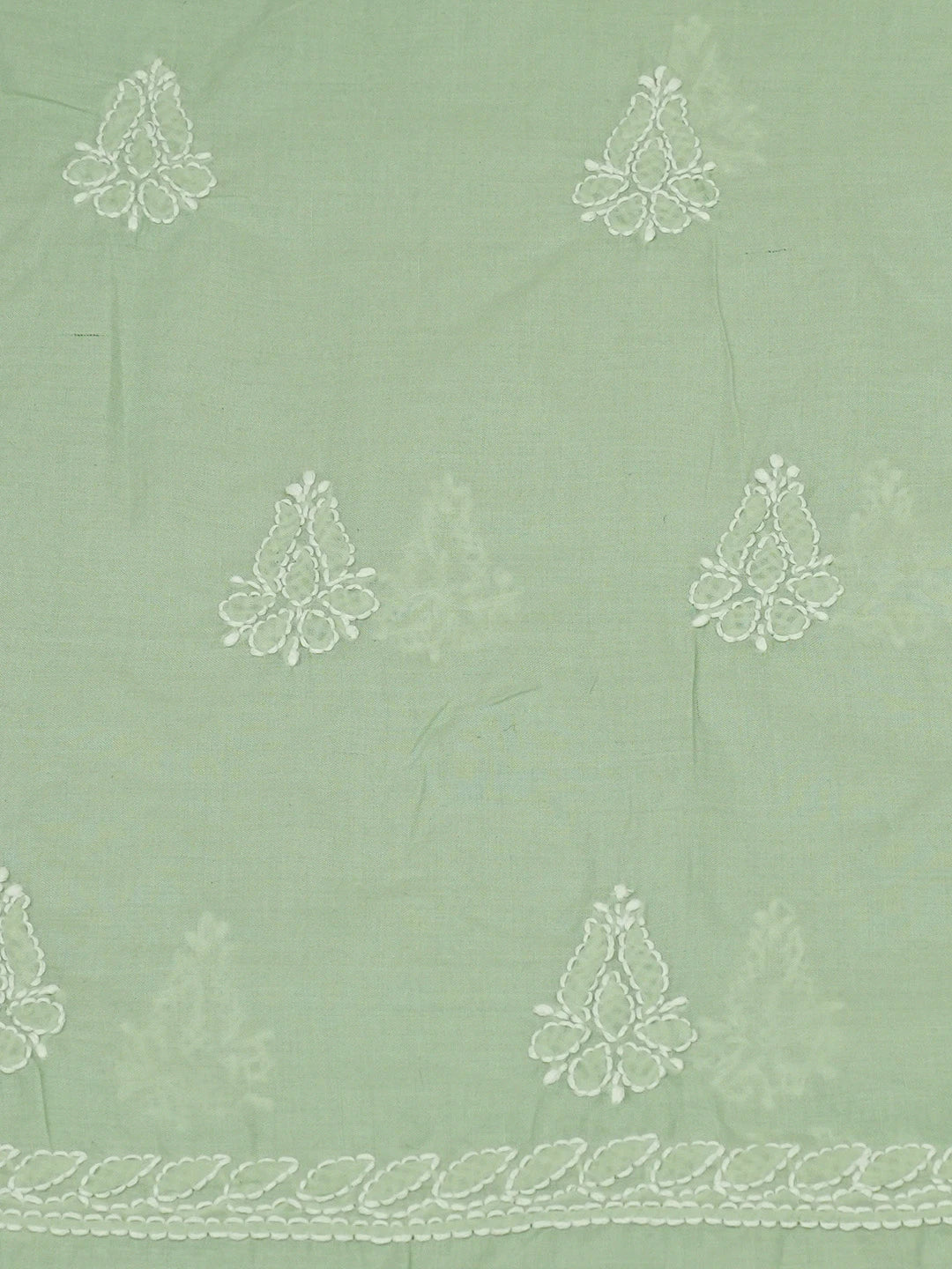 Ada Hand Embroidered Celadon Green Cotton Lucknowi Chikankari Unstitched Suit Piece 01A677382