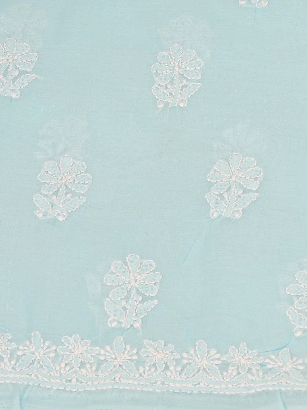 Ada Hand Embroidered Blue Cotton Lucknowi Chikankari Unstitched Suit Piece 01A677456