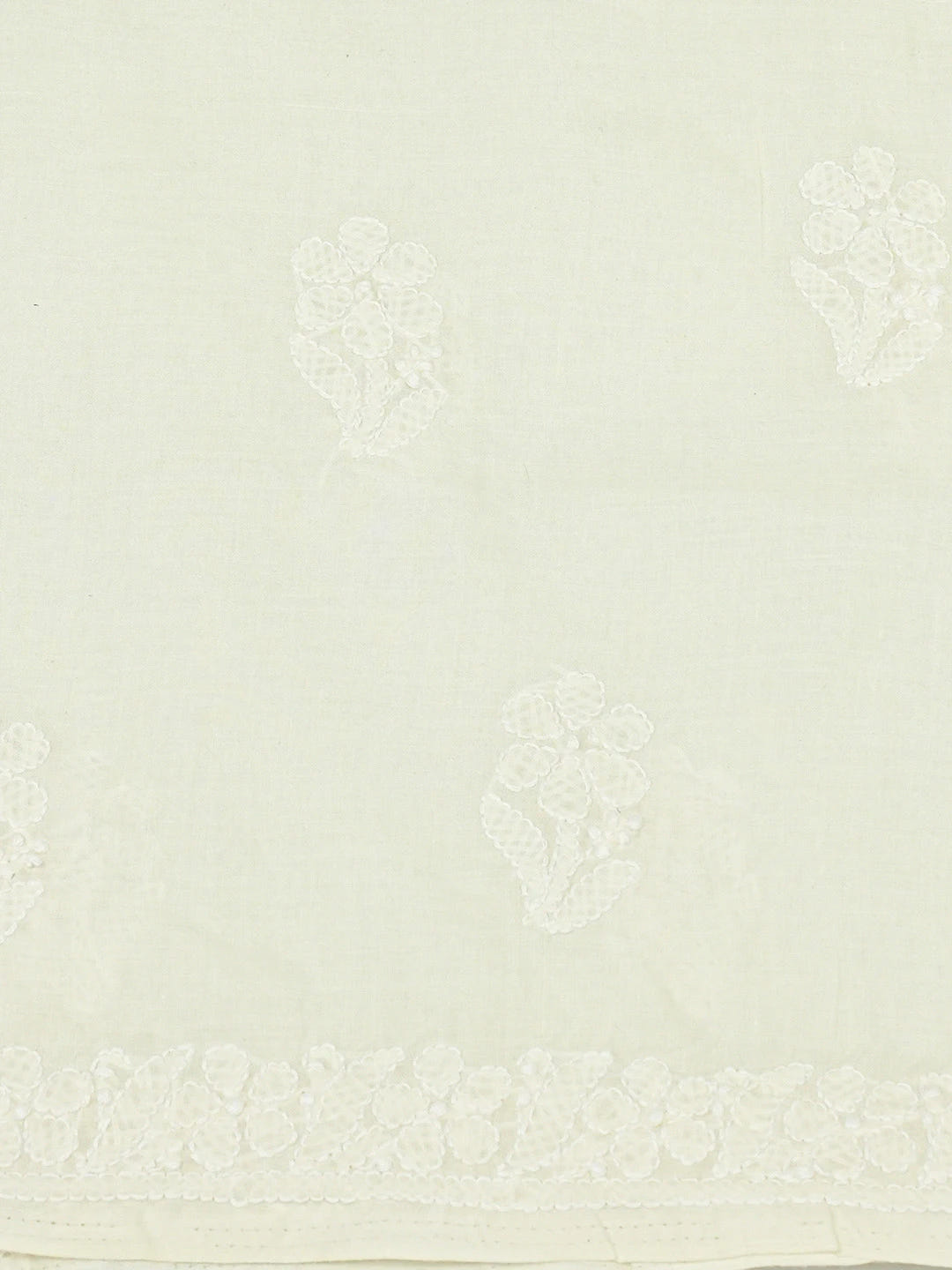 Ada Hand Embroidered Cream Cotton Lucknowi Chikankari Unstitched Suit Piece 01A677287