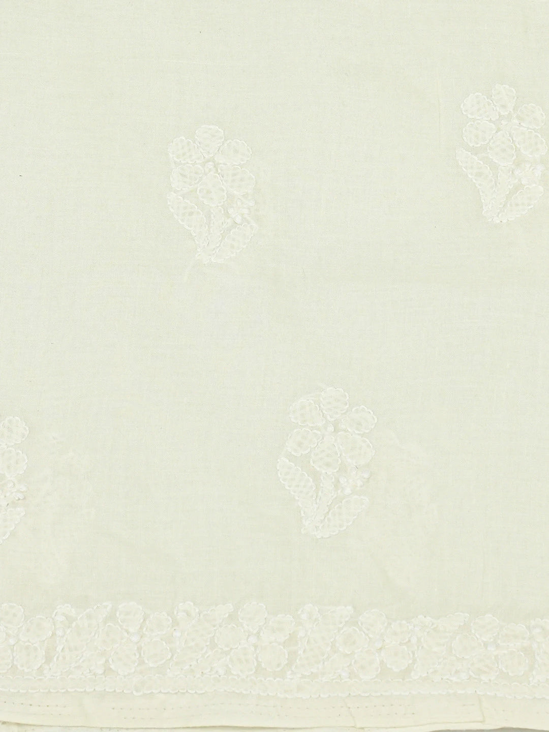 Ada Hand Embroidered Cream Cotton Lucknowi Chikankari Unstitched Suit Piece 01A677287