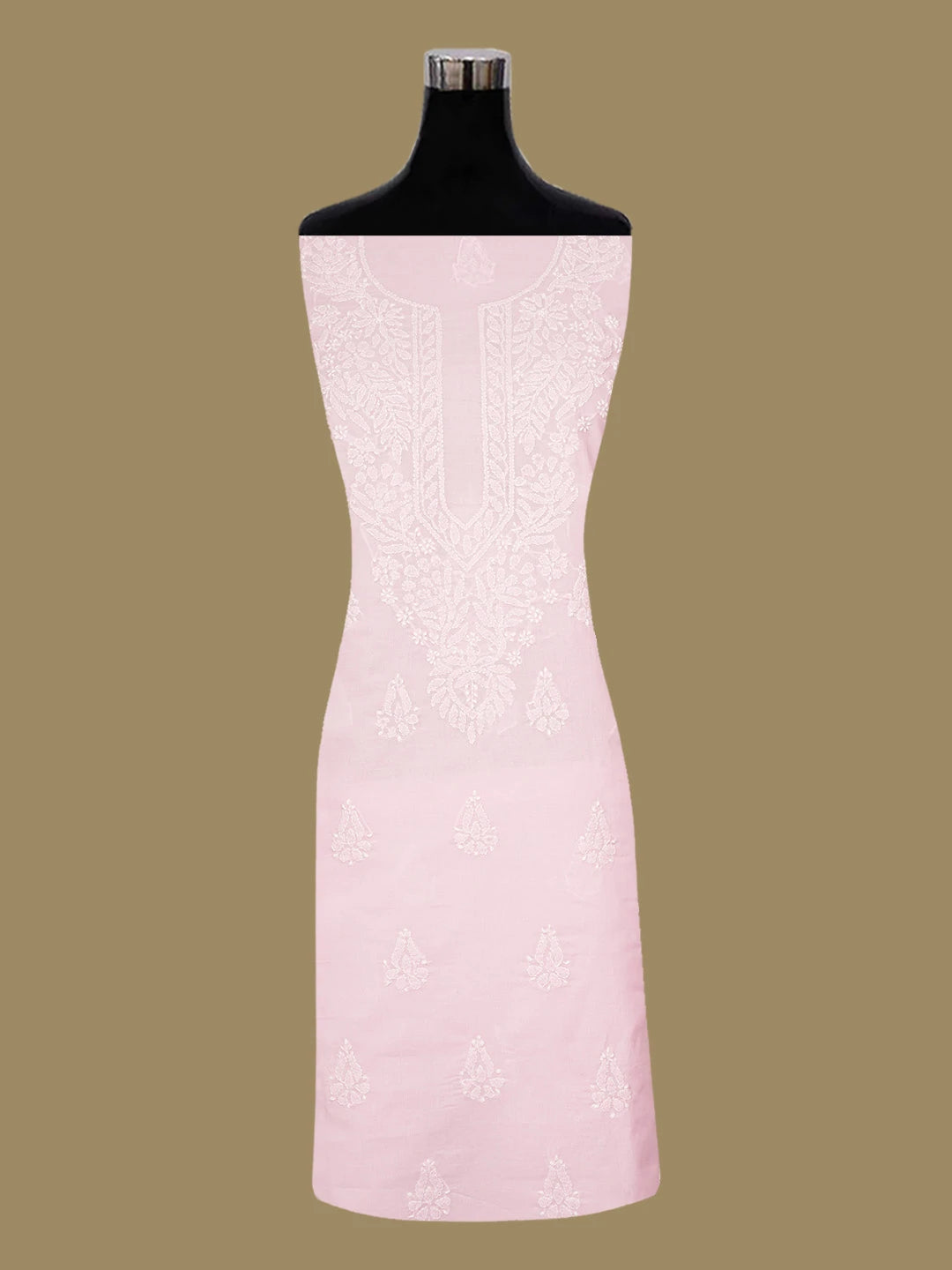 Ada Hand Embroidered Pink Cotton Lucknowi Chikankari Unstitched Suit Piece 01A677385