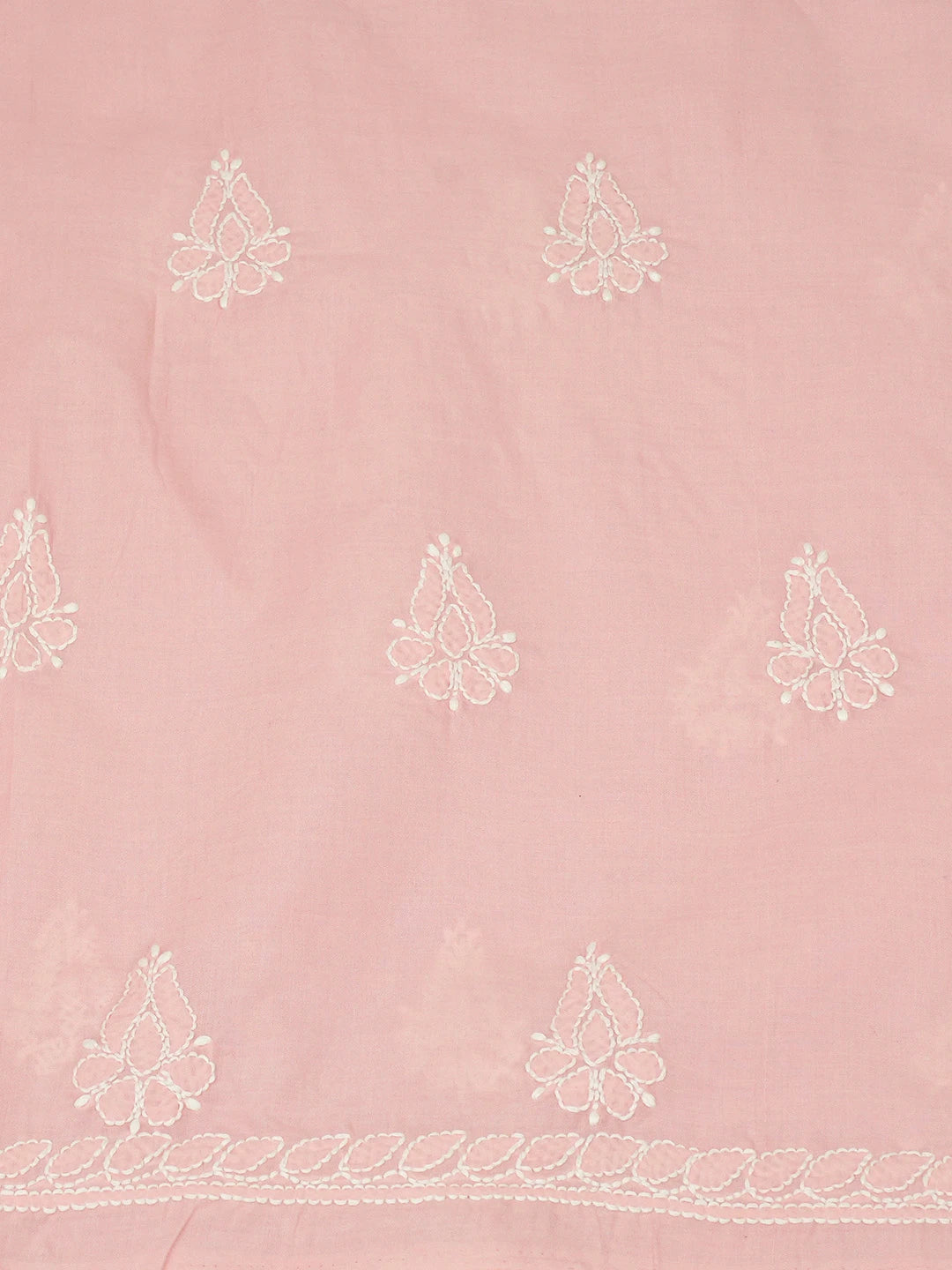 Ada Hand Embroidered Peach Cotton Lucknowi Chikankari Unstitched Suit Piece 01A677280