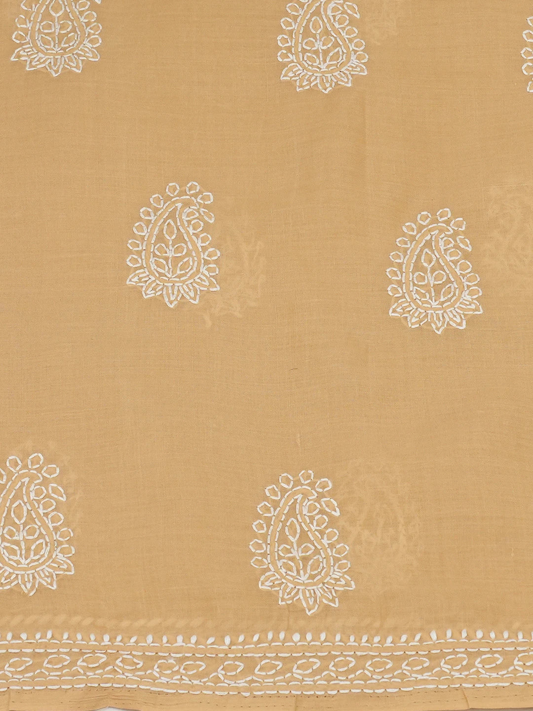 Ada Hand Embroidered Fawn Cotton Lucknowi Chikankari Unstitched Suit Piece 01A677240