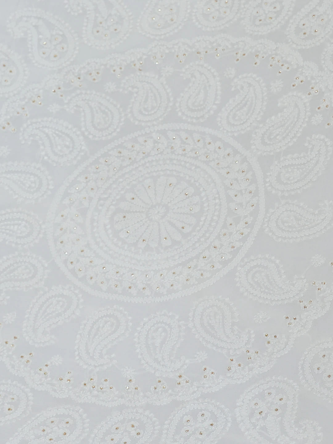 Ada Hand Embroidered Dove White Viscose Georgette Lucknowi Chikankari Saree/Blouse with Muqaish Work 01A670907
