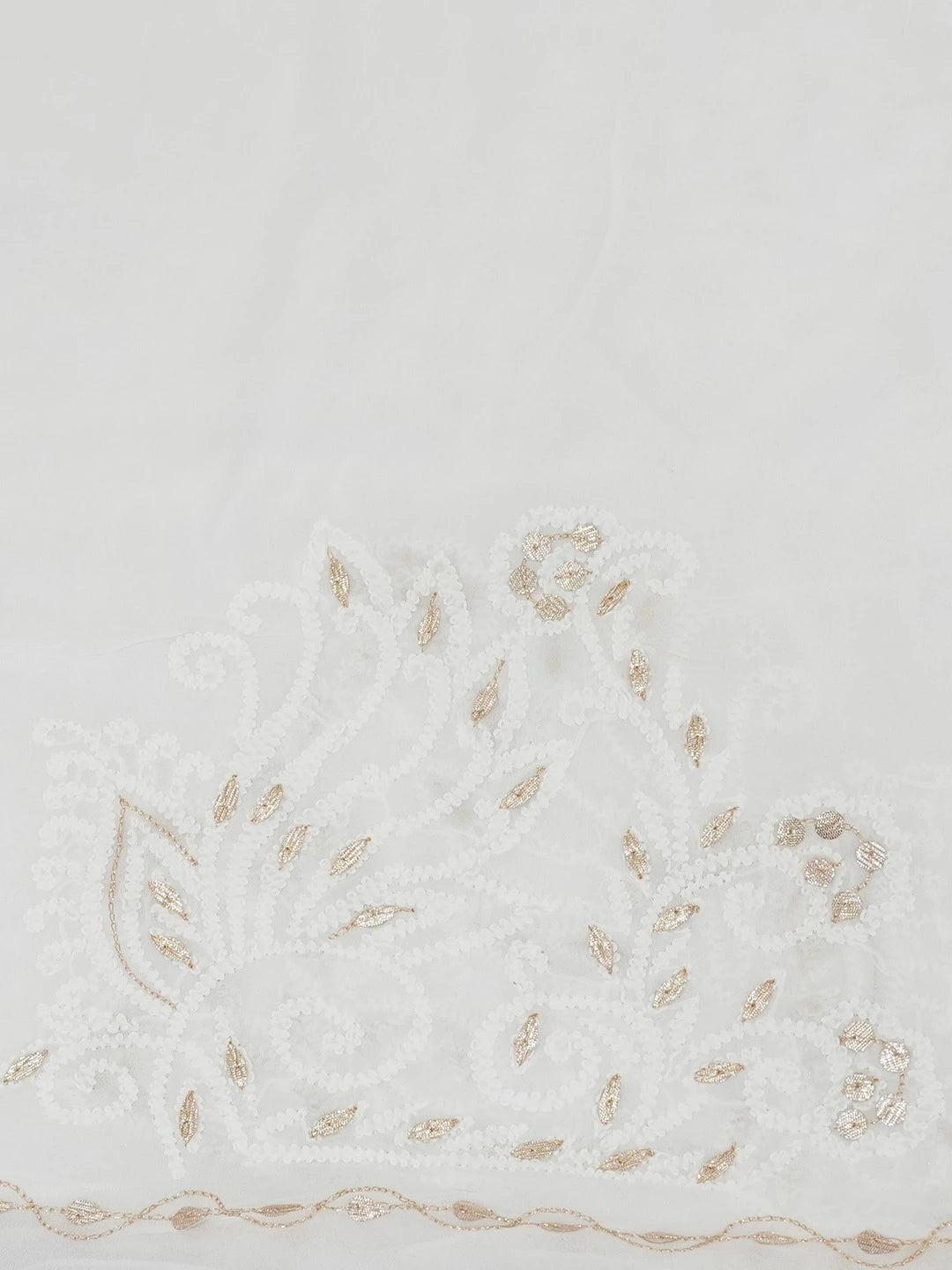 Ada Hand Embroidered White Viscose Georgette Lucknowi Chikankari Saree and Blouse With Gota Patti Work 01A647578