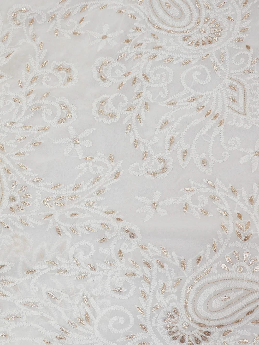 Ada Hand Embroidered White Viscose Georgette Lucknowi Chikankari Saree and Blouse With Gota Patti Work 01A647578