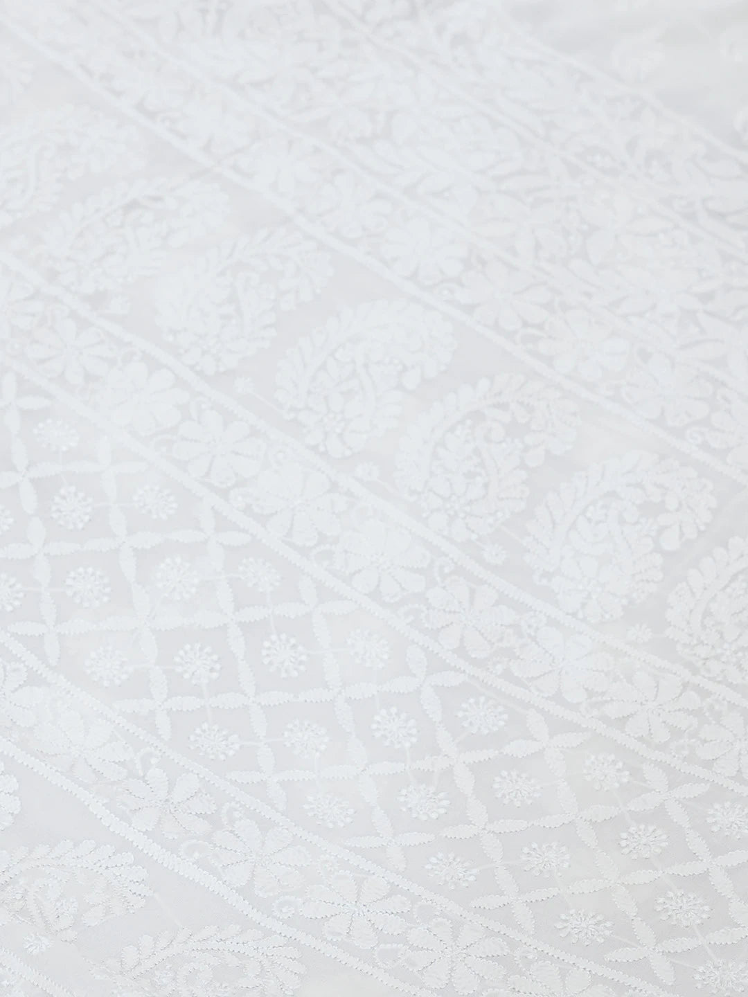 Ada Hand Embroidered White Pure Georgette Lucknowi Chikankari Saree and Blouse 01A675509