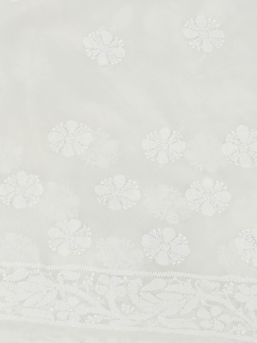 Ada Hand Embroidered White Pure Georgette Lucknowi Chikankari Saree and Blouse 01A675509