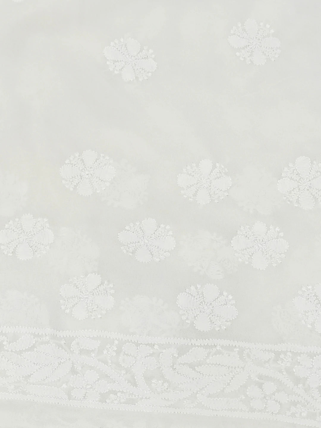 Ada Hand Embroidered White Pure Georgette Lucknowi Chikankari Saree and Blouse 01A675509