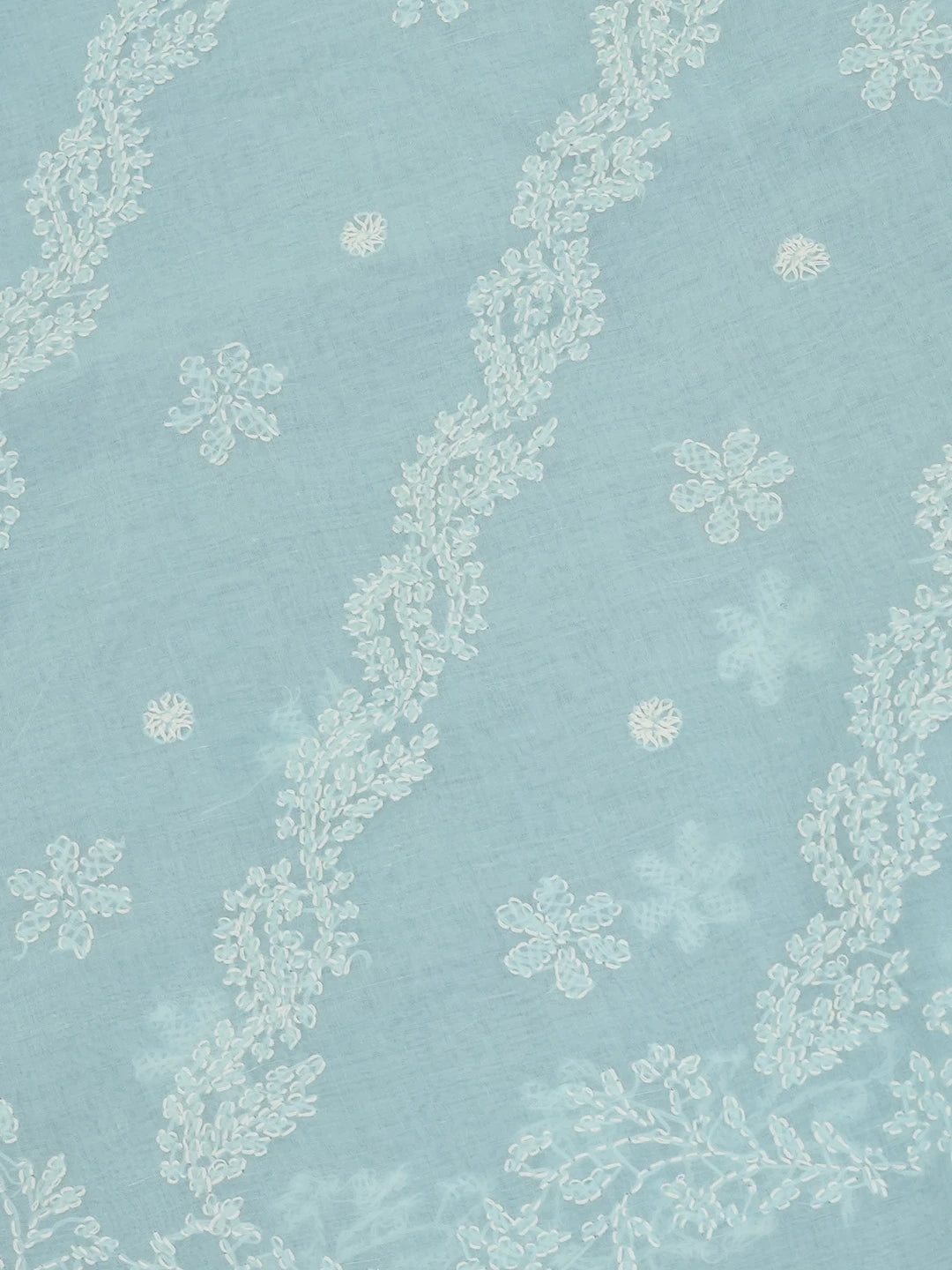 Ada Hand Embroidered Sky Blue Cotton Lucknowi Chikankari Saree With Blouse 01A675178