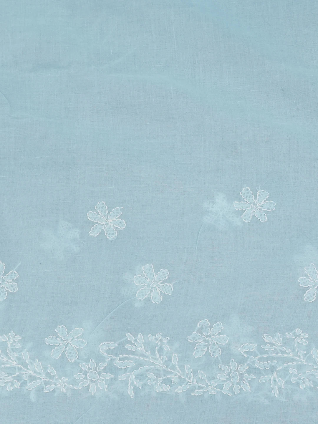 Ada Hand Embroidered Sky Blue Cotton Lucknowi Chikankari Saree With Blouse 01A675178