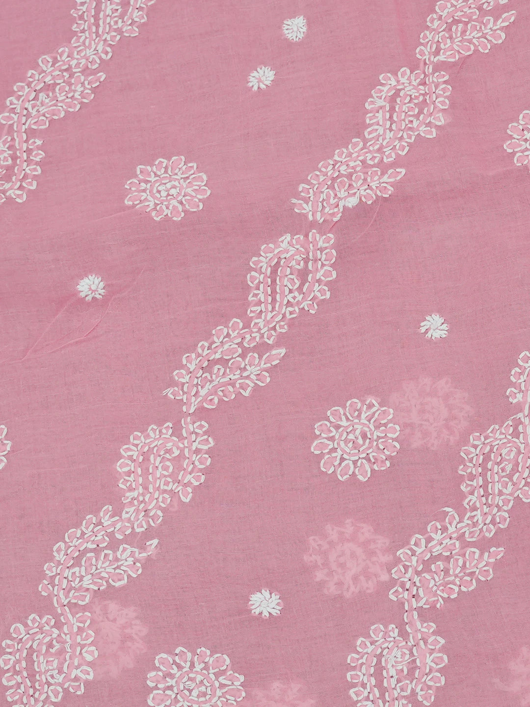 Ada Hand Embroidered Pink Cotton Lucknowi Chikankari Saree and Blouse 01A675141