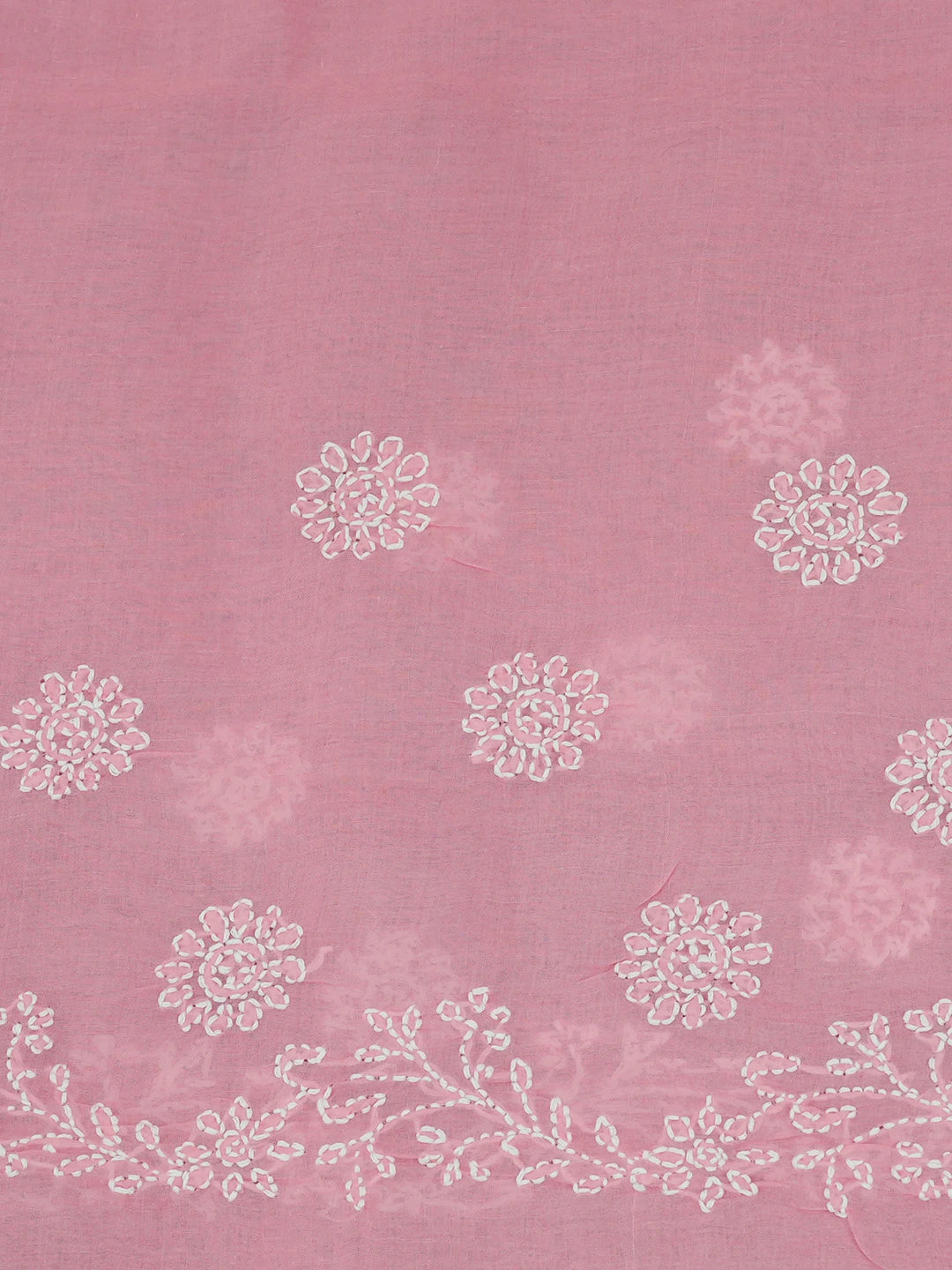 Ada Hand Embroidered Pink Cotton Lucknowi Chikankari Saree and Blouse 01A675141