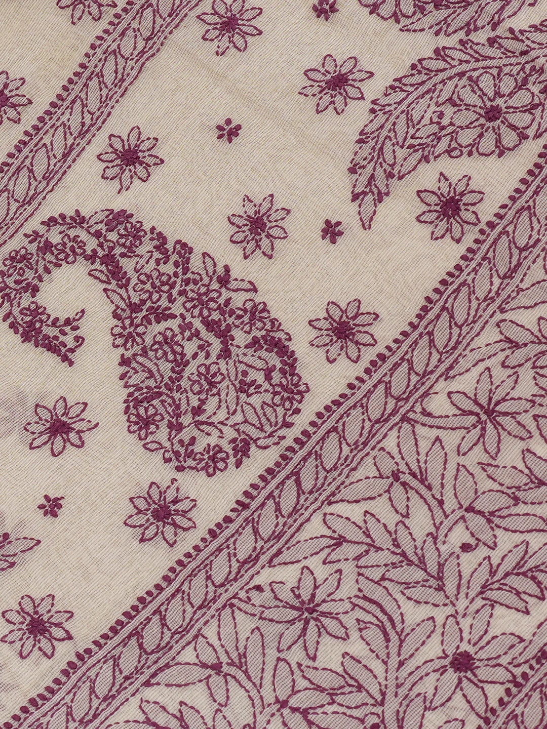 Ada Hand Embroidered Fawn Super Net Lucknowi Chikankari Saree With Blouse 01A675026