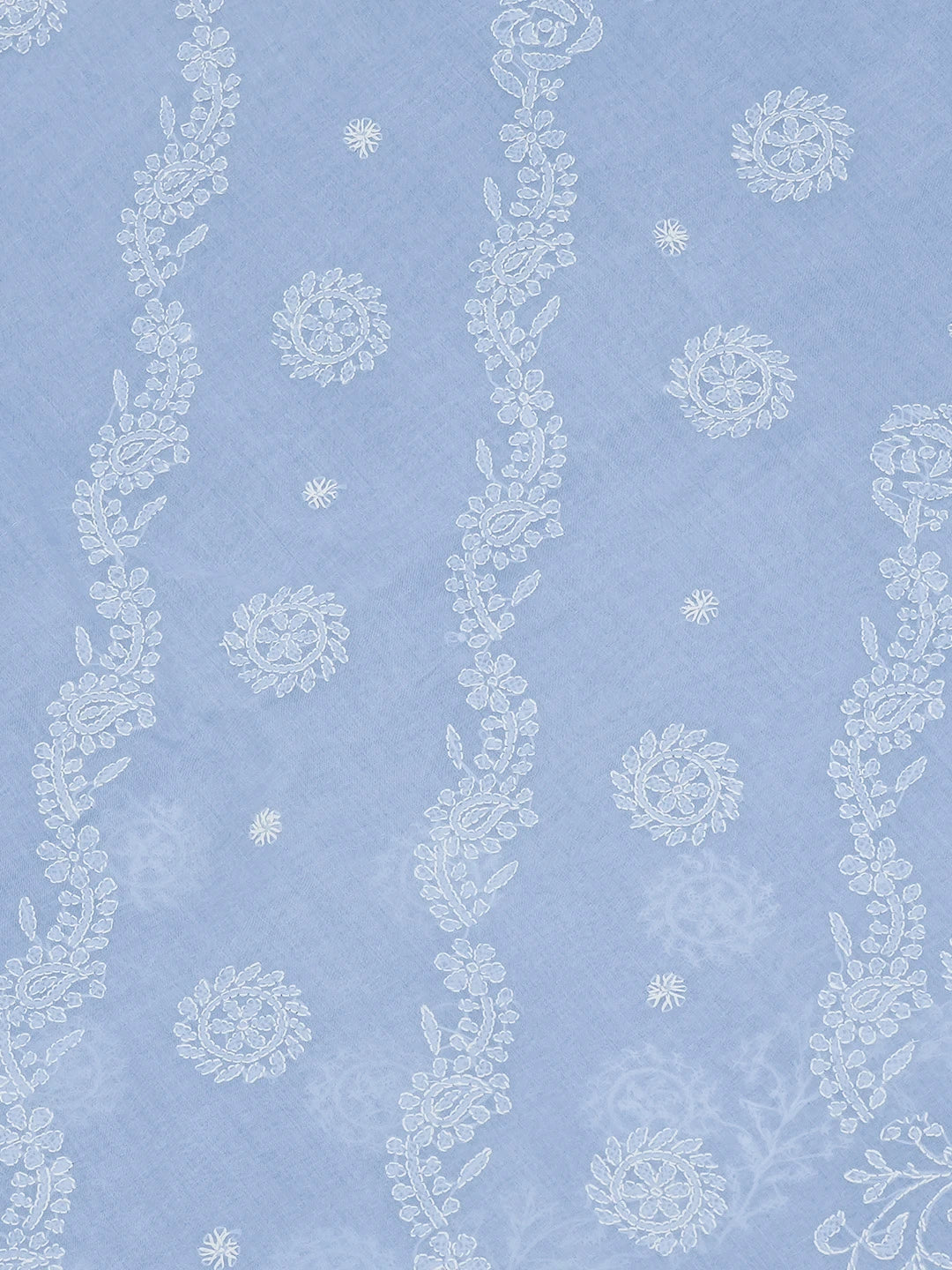 Ada Hand Embroidered Ruddy Blue Cotton Lucknowi Chikankari Saree and Blouse 01A675170