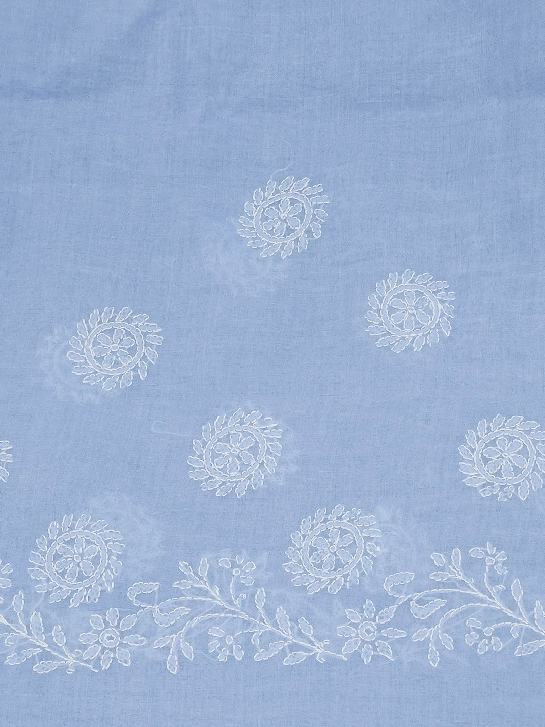 Ada Hand Embroidered Ruddy Blue Cotton Lucknowi Chikankari Saree and Blouse 01A675170