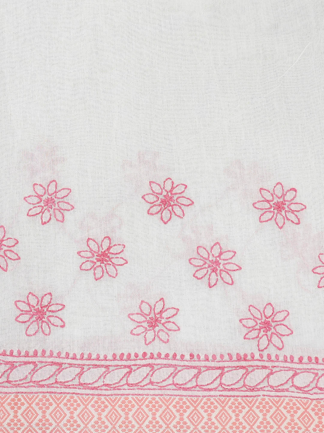 Ada Hand Embroidered Ivory White Super Net Lucknowi Chikankari Saree With Blouse 01A675055