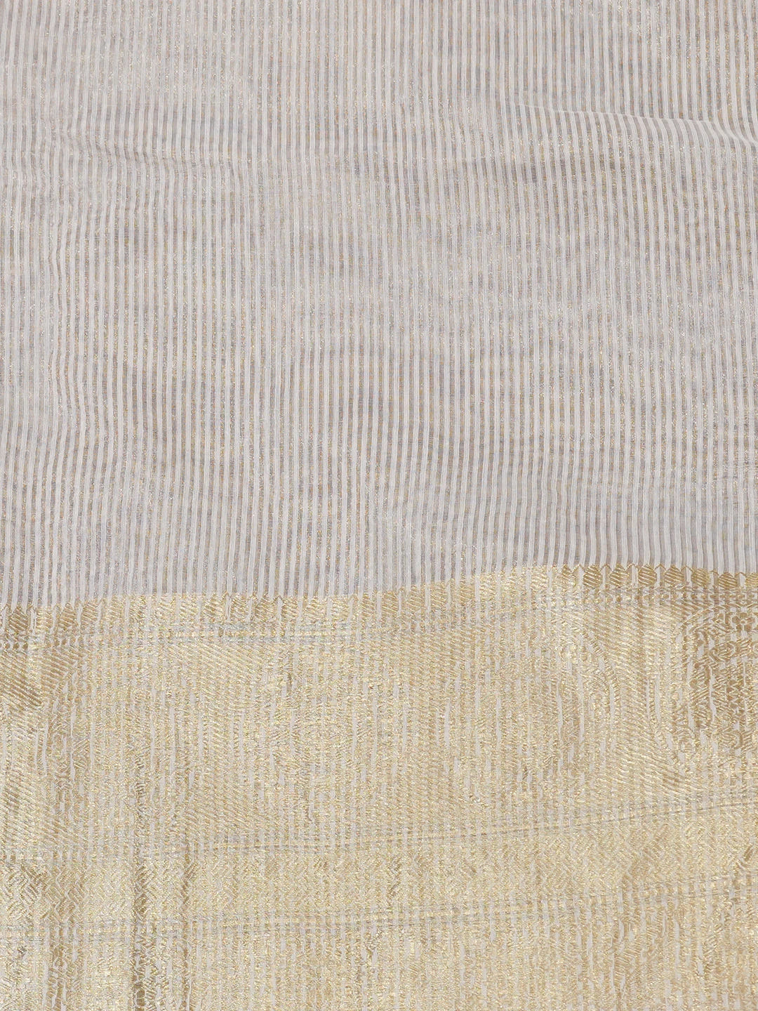 Ada Hand Embroidered Cream Chanderi Lucknowi Chikankari Saree With Blouse 01A675081