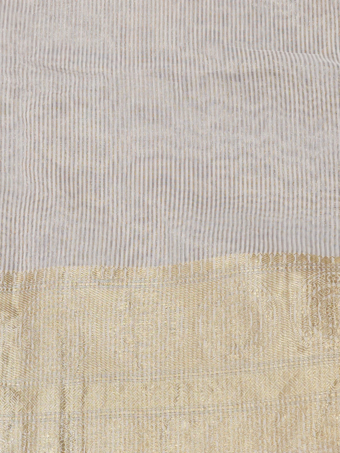 Ada Hand Embroidered Cream Chanderi Lucknowi Chikankari Saree With Blouse 01A675081