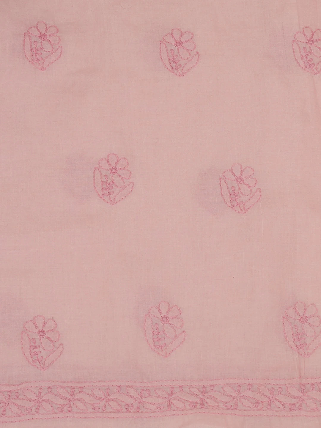 Ada Hand Embroidered Cherry Blossom Pink Cotton Lucknowi Chikankari Unstitched Suit Piece 01A654596