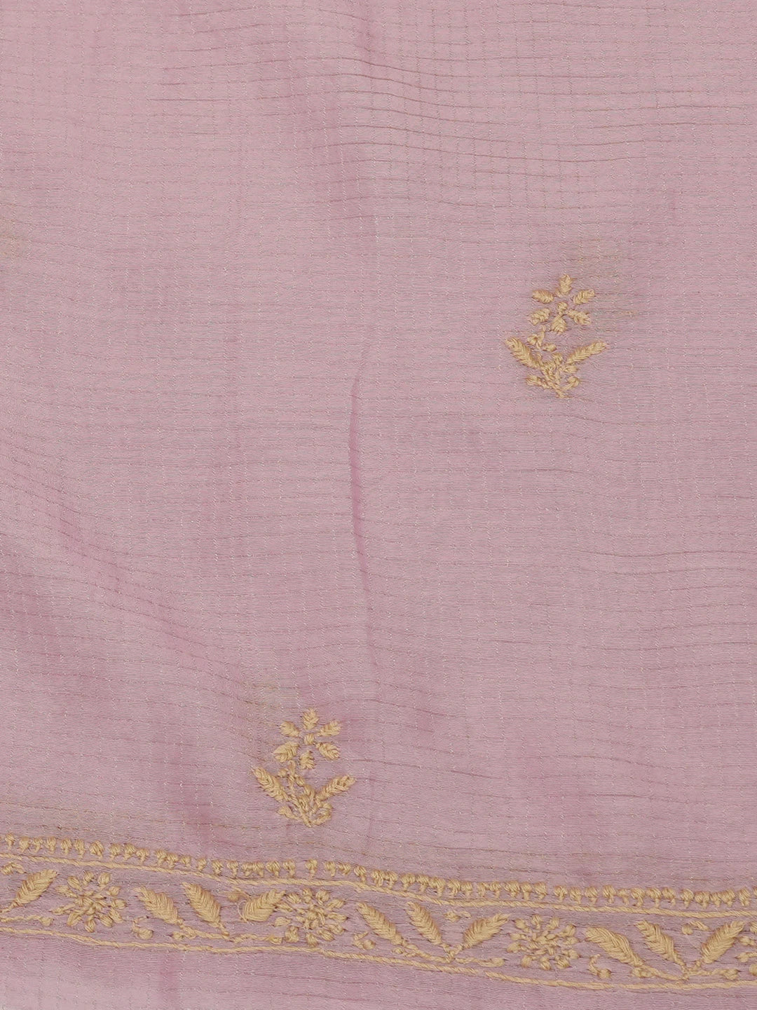 Ada Hand Embroidered Mauve Chanderi Lucknowi Chikankari Unstitched Kurta Dupatta Set 01A680054