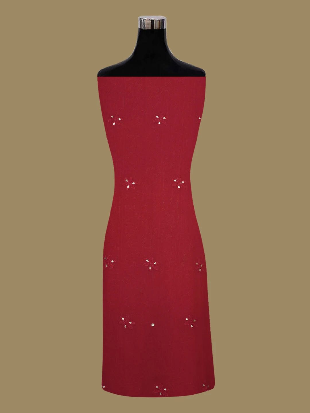 Ada Hand Embroidered Red Viscose Georgette Lucknowi Chikankari Unstitched Kurta Dupatta Set with Gota Patti Work 01A639590