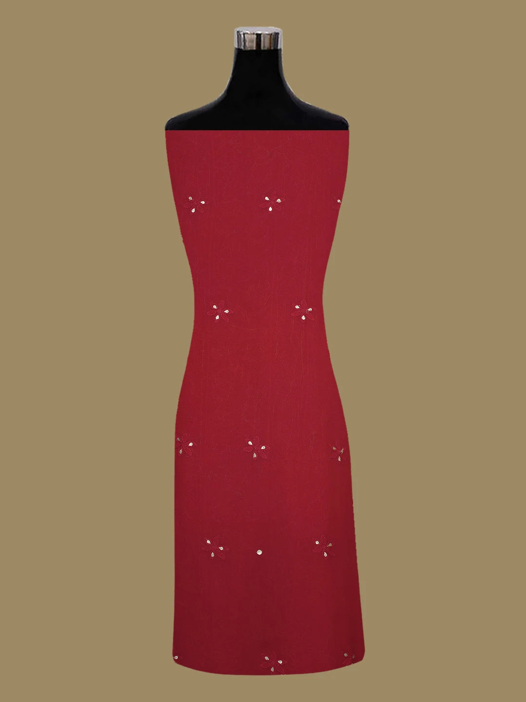 Ada Hand Embroidered Red Viscose Georgette Lucknowi Chikankari Unstitched Kurta Dupatta Set with Gota Patti Work 01A639590
