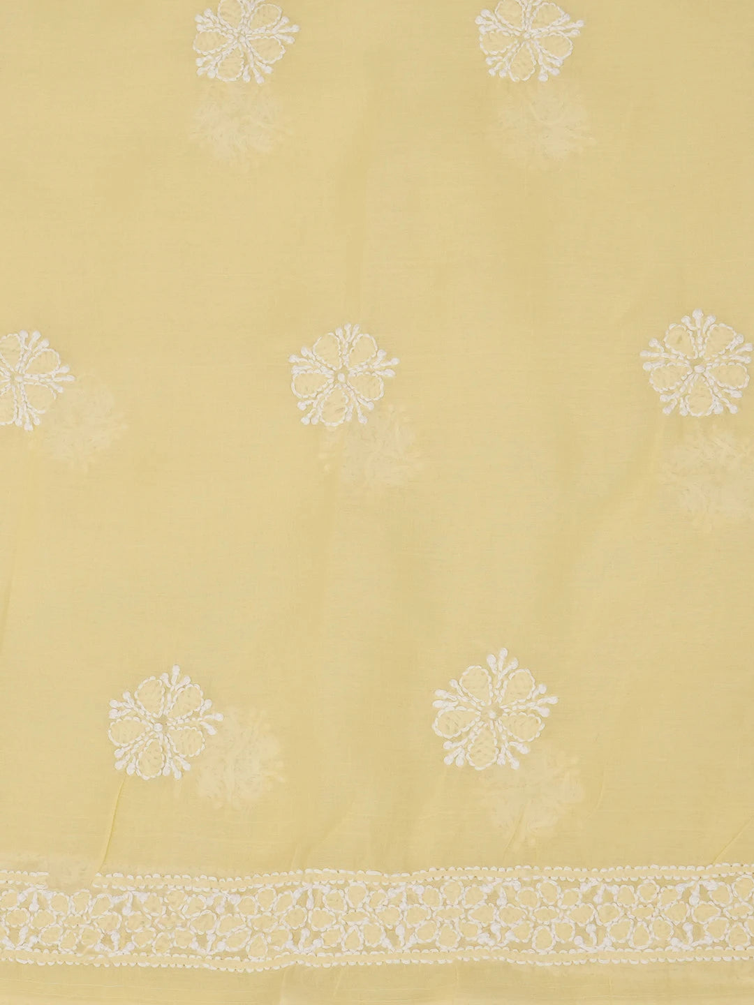 Ada Hand Embroidered Yellow Cotton Lucknowi Chikankari Unstitched Suit Piece 01A677926