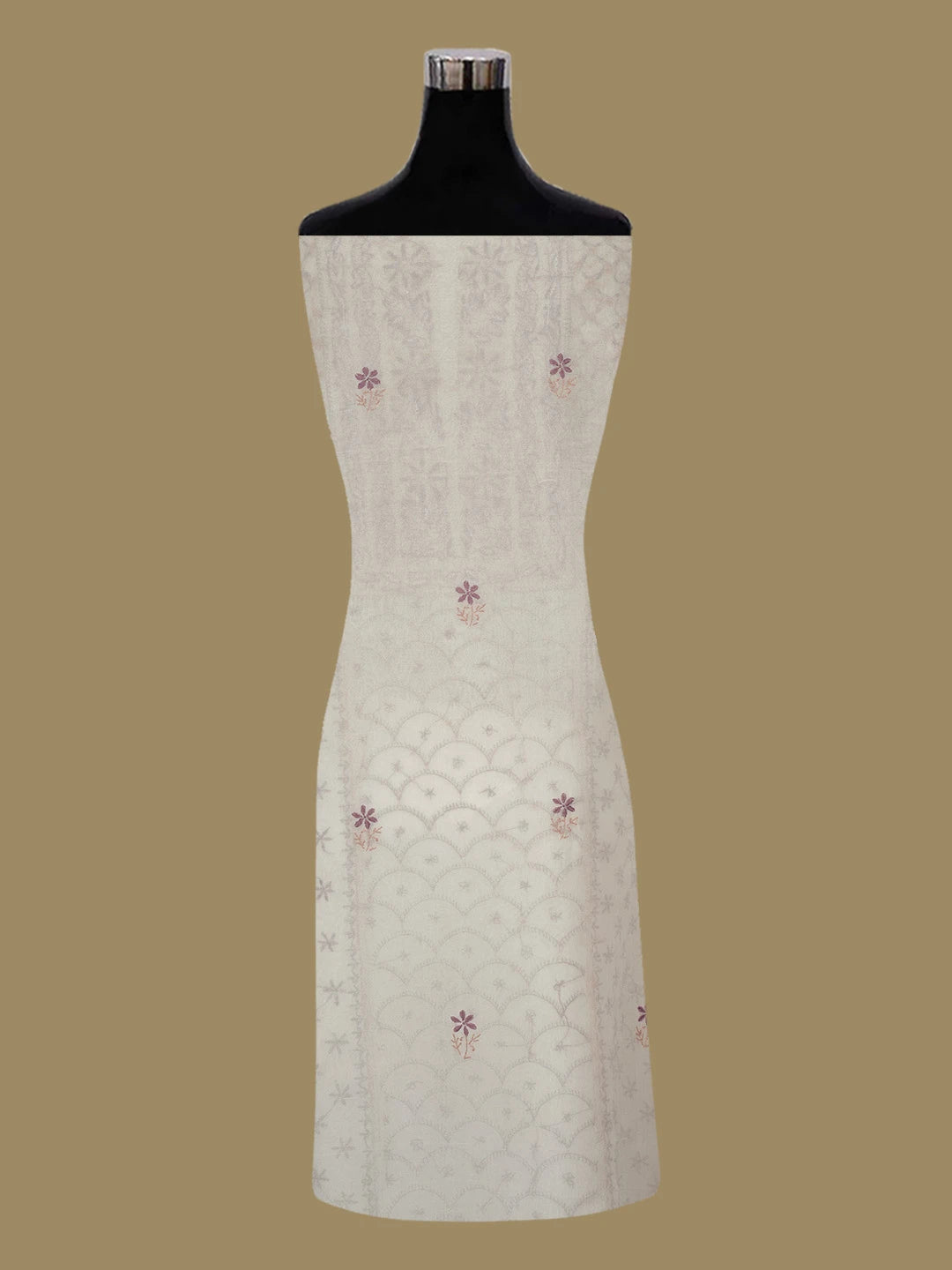 Ada Hand Embroidered Off White Organza Lucknowi Chikankari Unstitched Kurta Dupatta Set 01A641129