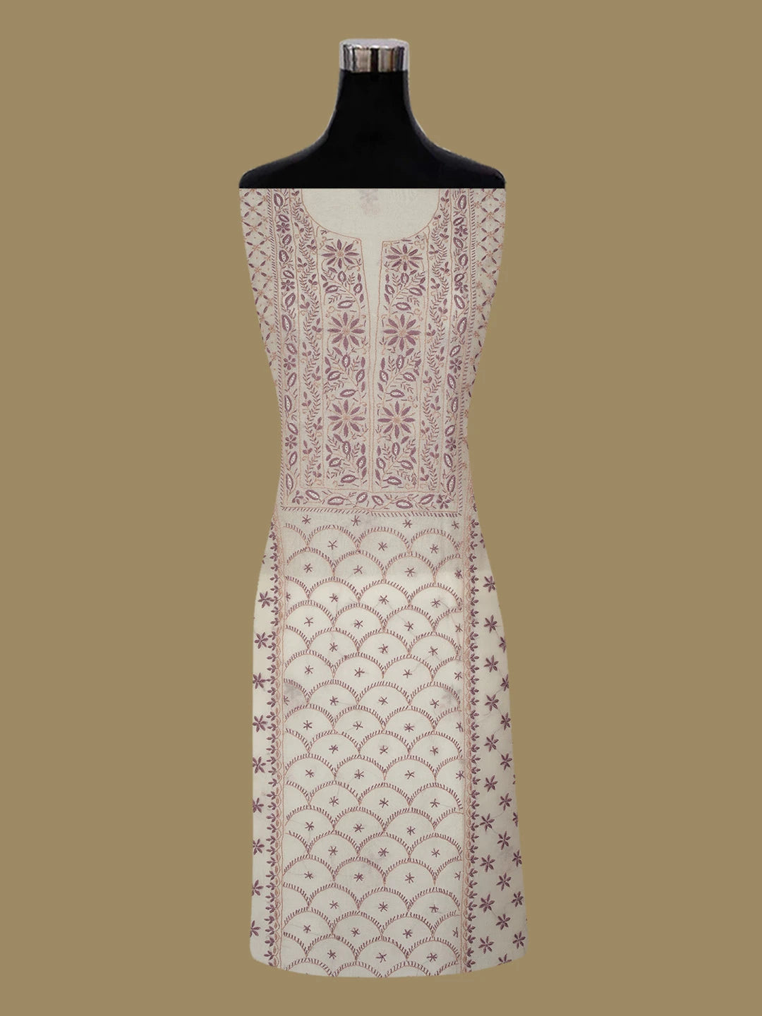 Ada Hand Embroidered Off White Organza Lucknowi Chikankari Unstitched Kurta Dupatta Set 01A641129