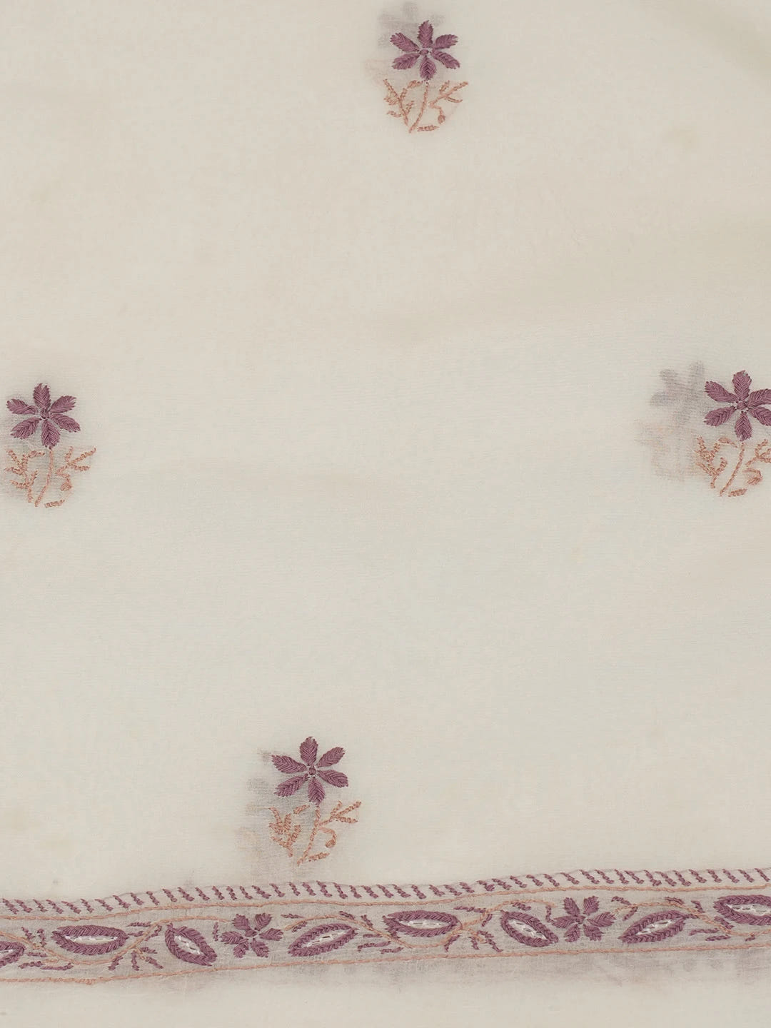 Ada Hand Embroidered Off White Organza Lucknowi Chikankari Unstitched Kurta Dupatta Set 01A641129