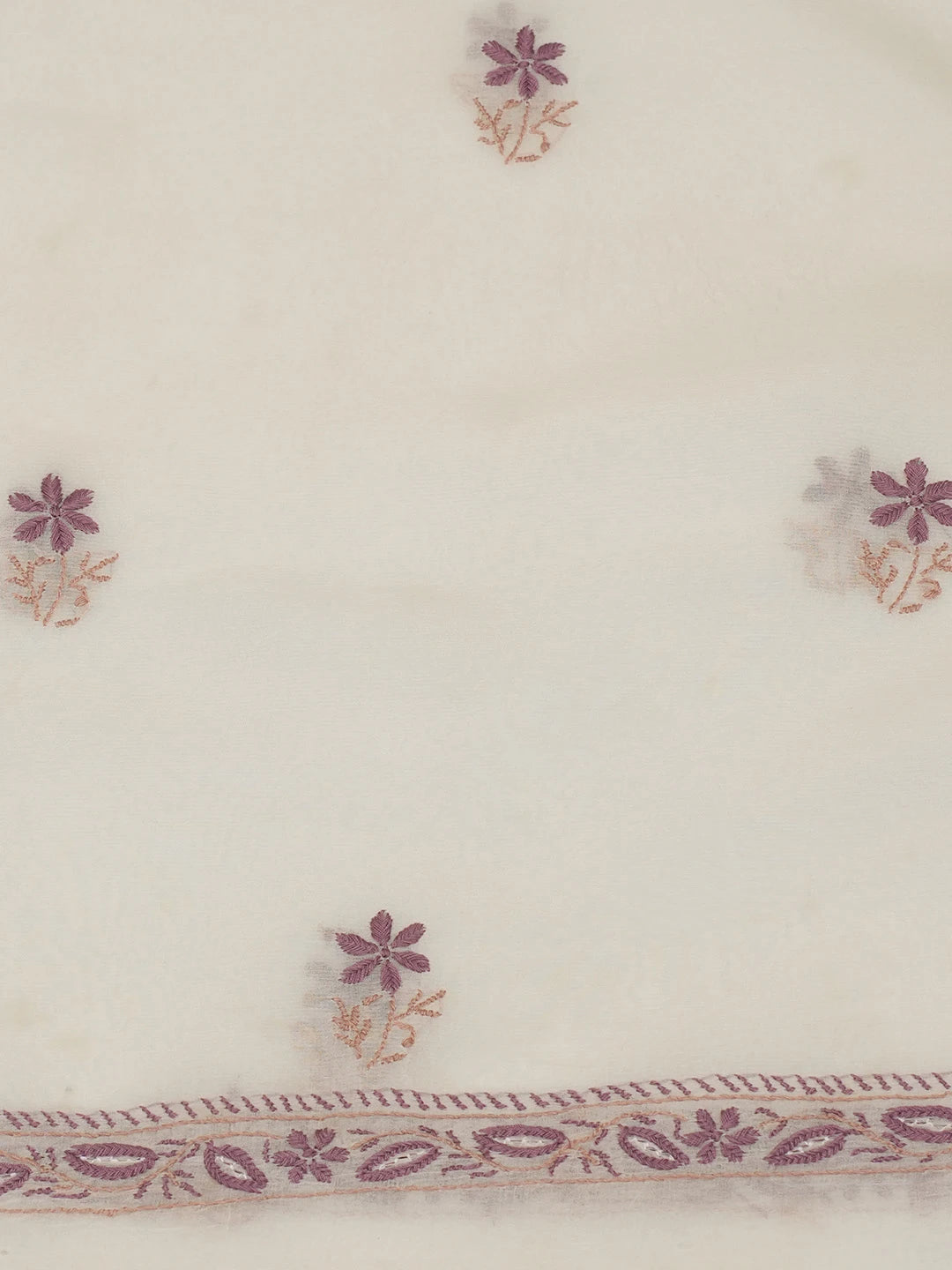 Ada Hand Embroidered Off White Organza Lucknowi Chikankari Unstitched Kurta Dupatta Set 01A641129