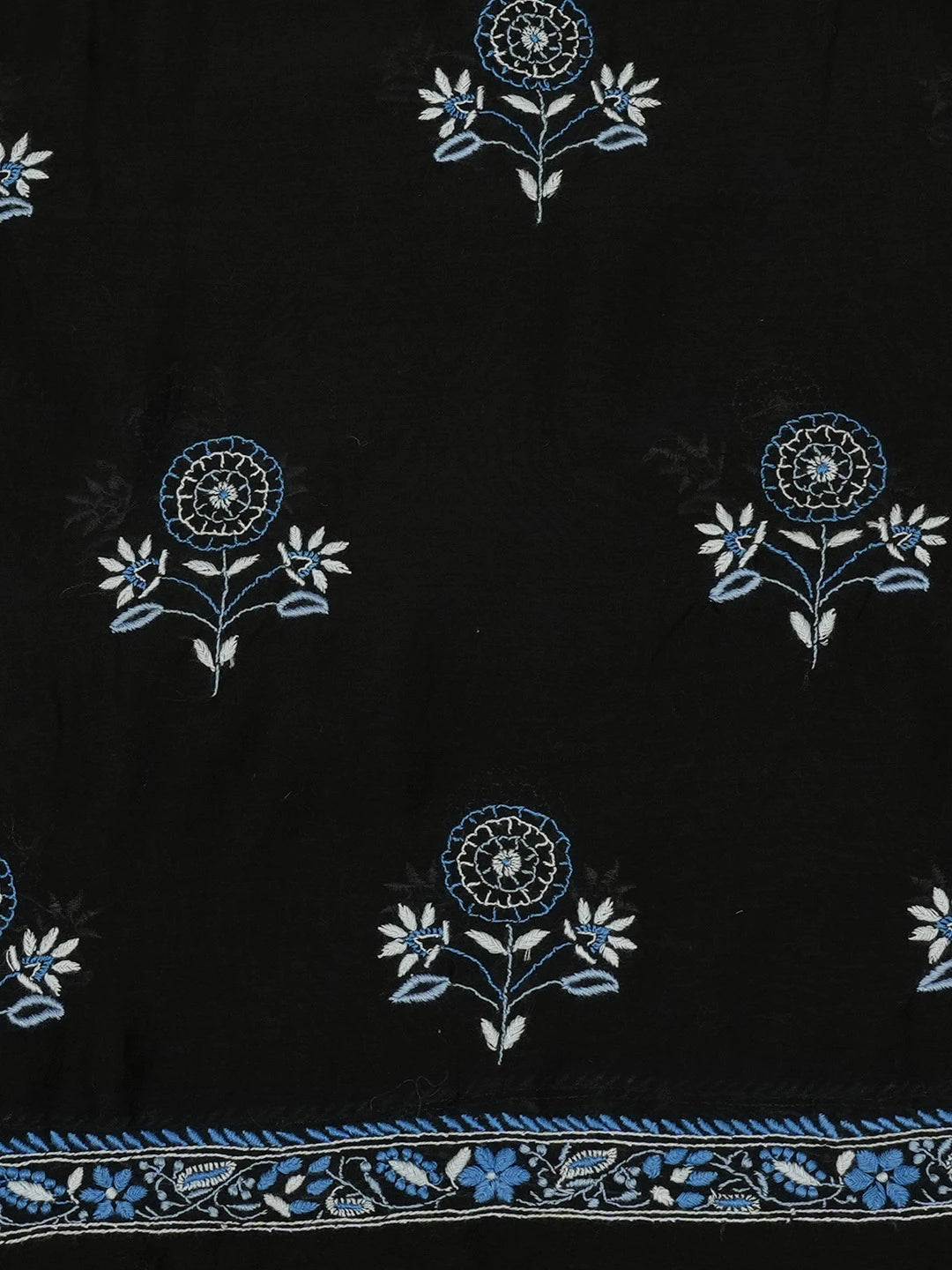 Ada Hand Embroidered Black Chanderi Lucknowi Chikankari Untitched Kurta Dupatta Set 01A285205