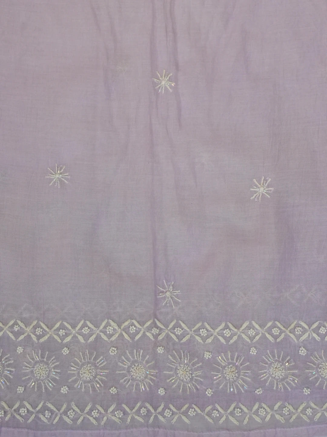 Ada Hand Embroidered Light Mauve Chanderi Lucknowi Chikankari Semi-stitched Anarkali Kurta Dupatta Set With Pearl Work 01A648352