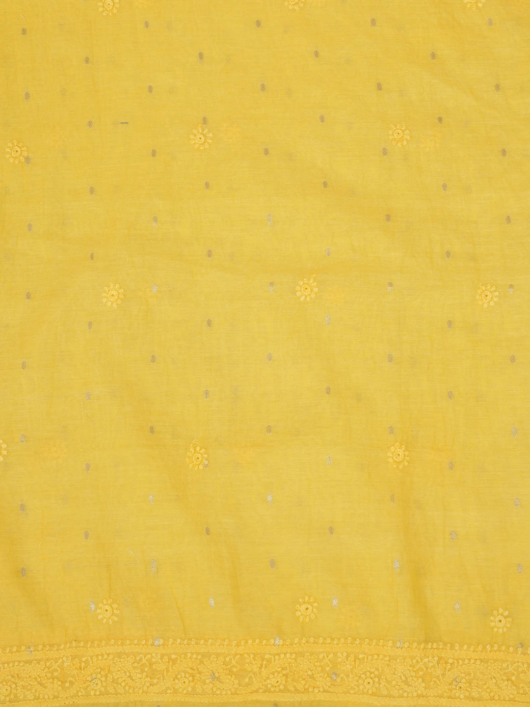 Ada Hand Embroidered Yellow Chanderi Lucknowi Chikankari Unstitched Men's Kurta Piece 01A649099