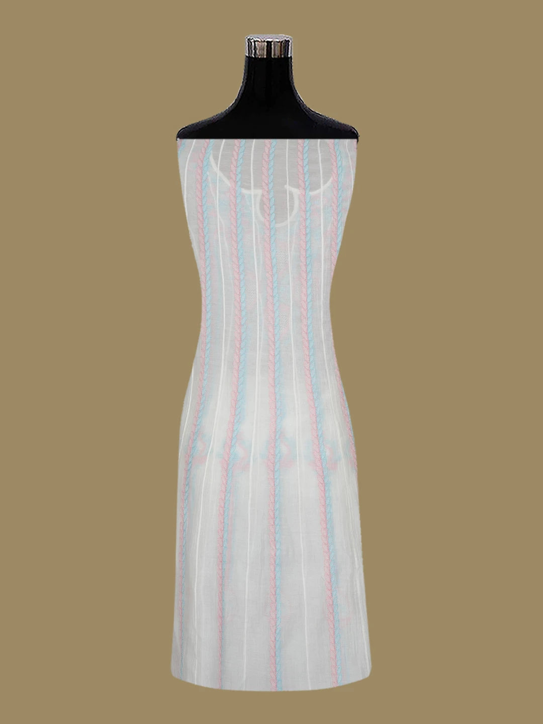 Ada Hand Embroidered White Chanderi Lucknowi Chikankari Semi-stitched Anarkali Kurta Dupatta Set 01A684622