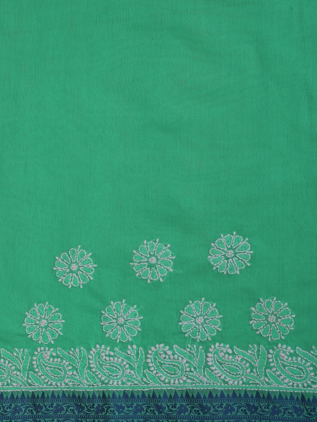 Ada Hand Embroidered Sea Green Chanderi Lucknowi Chikankari Saree With Blouse 01A683657