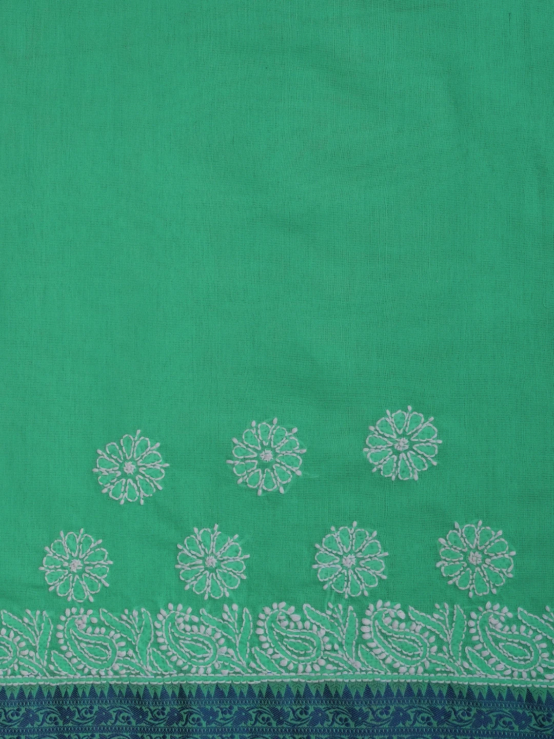 Ada Hand Embroidered Sea Green Chanderi Lucknowi Chikankari Saree With Blouse 01A683657
