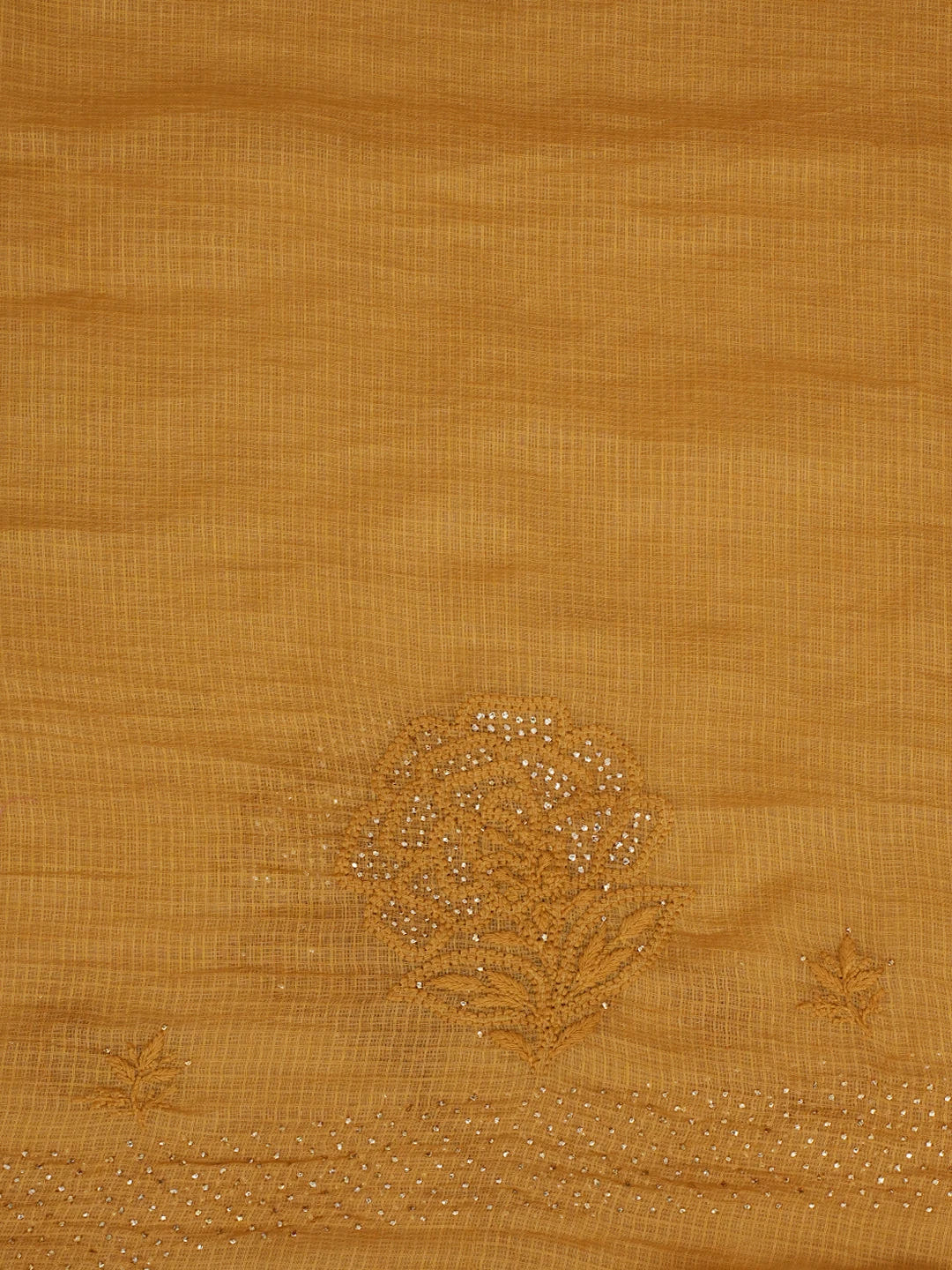 Ada Hand Embroidered Fawn Kota Lucknowi Chikankari Saree and Blouse With Muqaish Work 01A675545