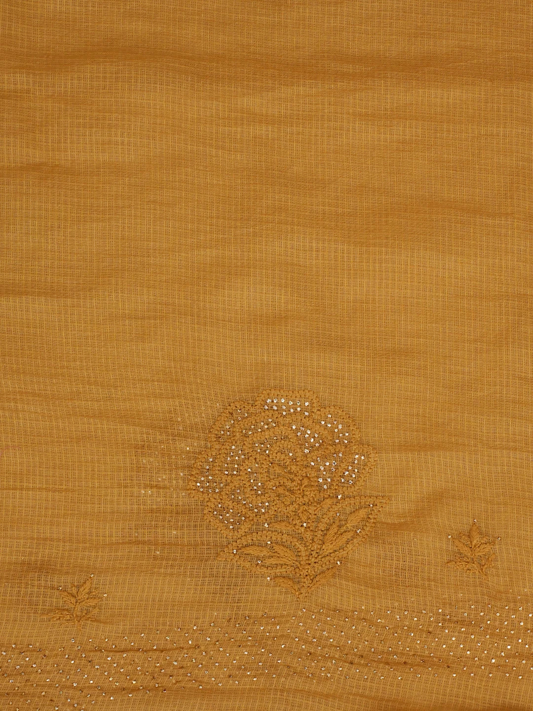 Ada Hand Embroidered Fawn Kota Lucknowi Chikankari Saree and Blouse With Muqaish Work 01A675545