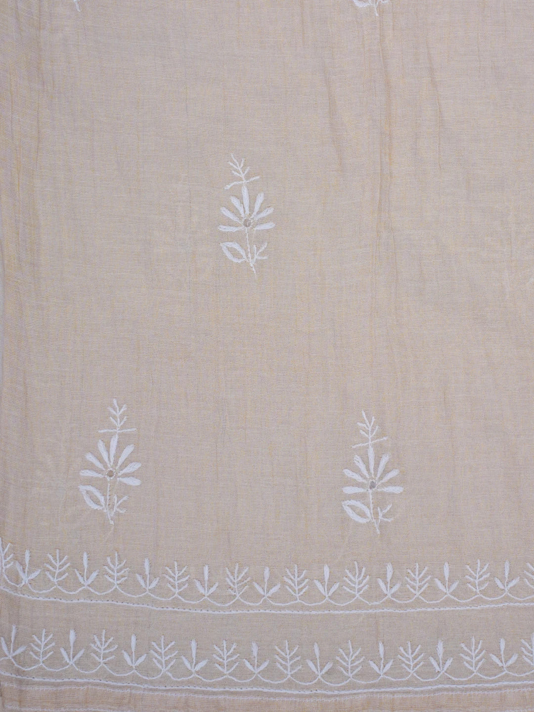 Ada Hand Embroidered Fawn Tissue Lucknowi Chikankari Semi-stitched Anarkali Kurta Dupatta Set 01A488066