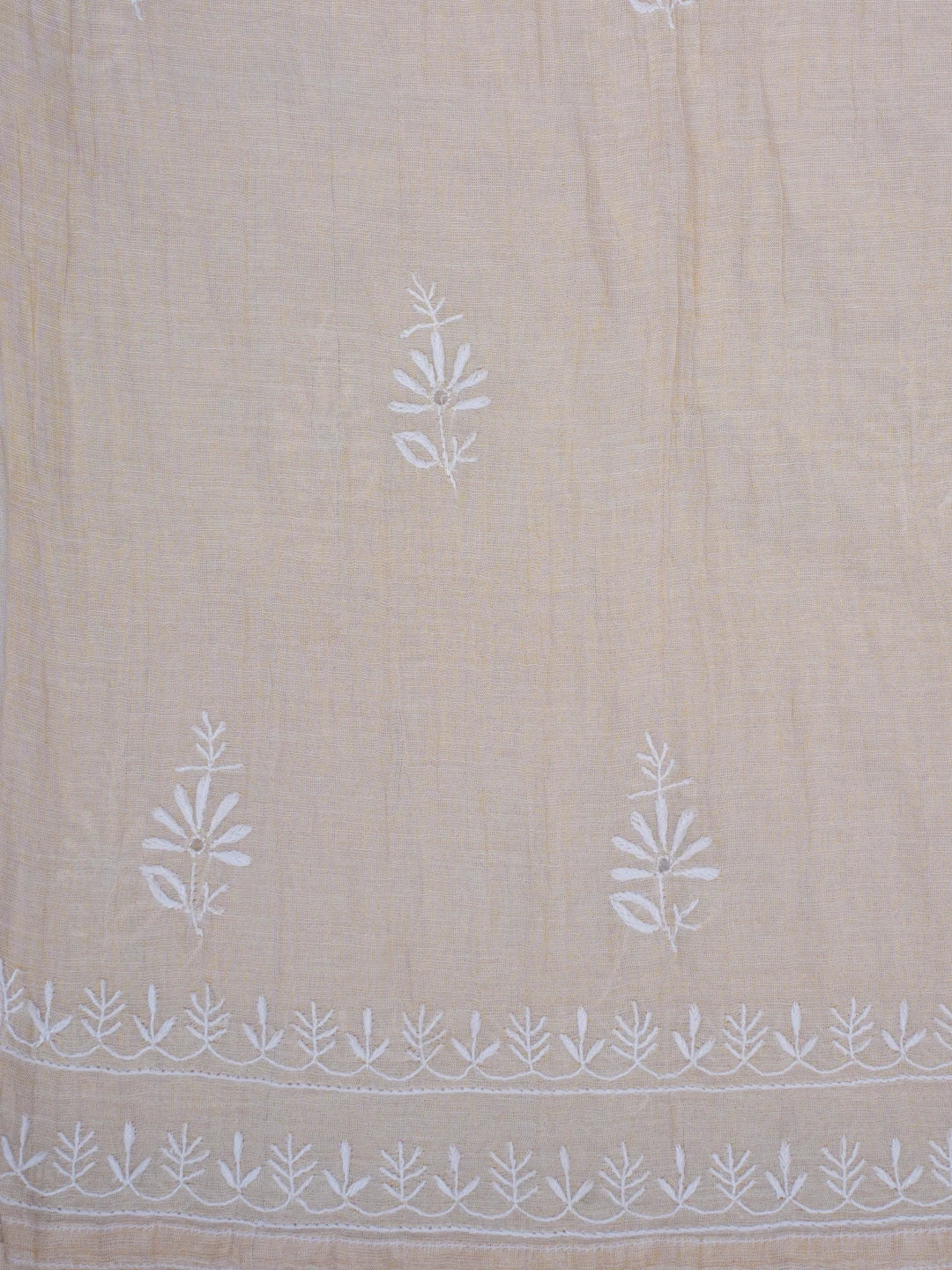 Ada Hand Embroidered Fawn Tissue Lucknowi Chikankari Semi-stitched Anarkali Kurta Dupatta Set 01A488066