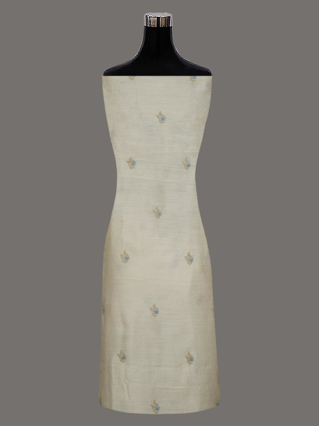 Ada Hand Embroidered Fawn Moonga Silk Lucknowi Chikankari Unstitched Kurta Dupatta Set 01A641536