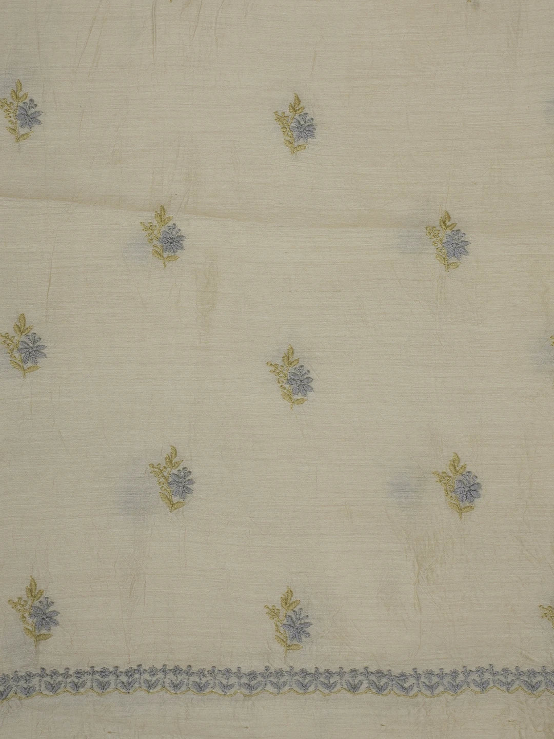 Ada Hand Embroidered Fawn Moonga Silk Lucknowi Chikankari Unstitched Kurta Dupatta Set 01A641536