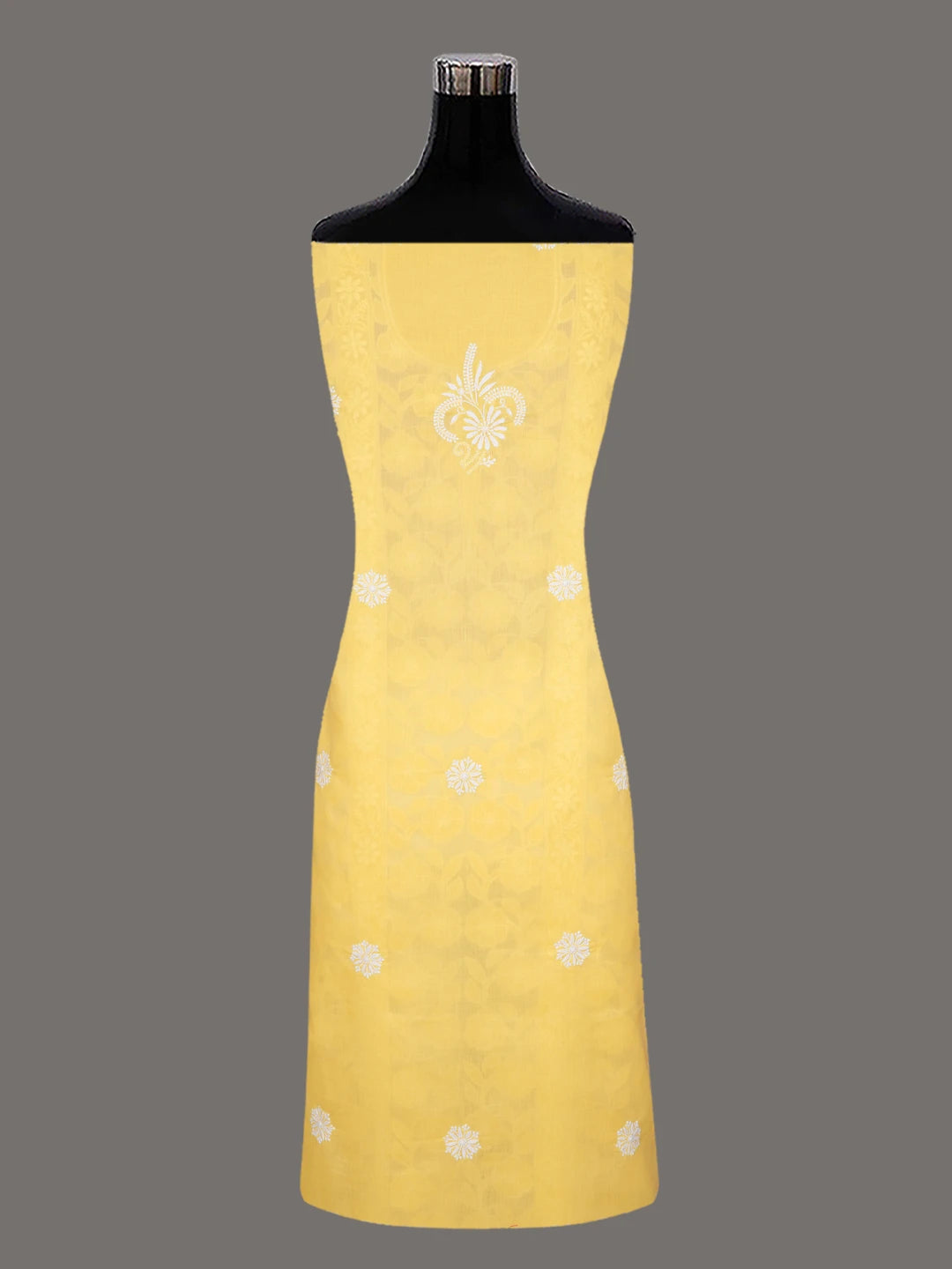 Ada Hand Embroidered Yellow Cotton Lucknowi Chikankari Unstitched Kurta Dupatta Set 01A657569