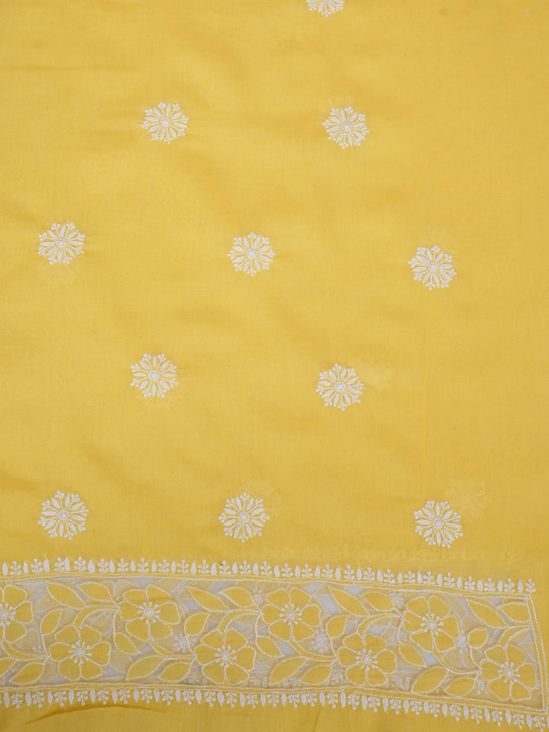 Ada Hand Embroidered Yellow Cotton Lucknowi Chikankari Unstitched Kurta Dupatta Set 01A657569