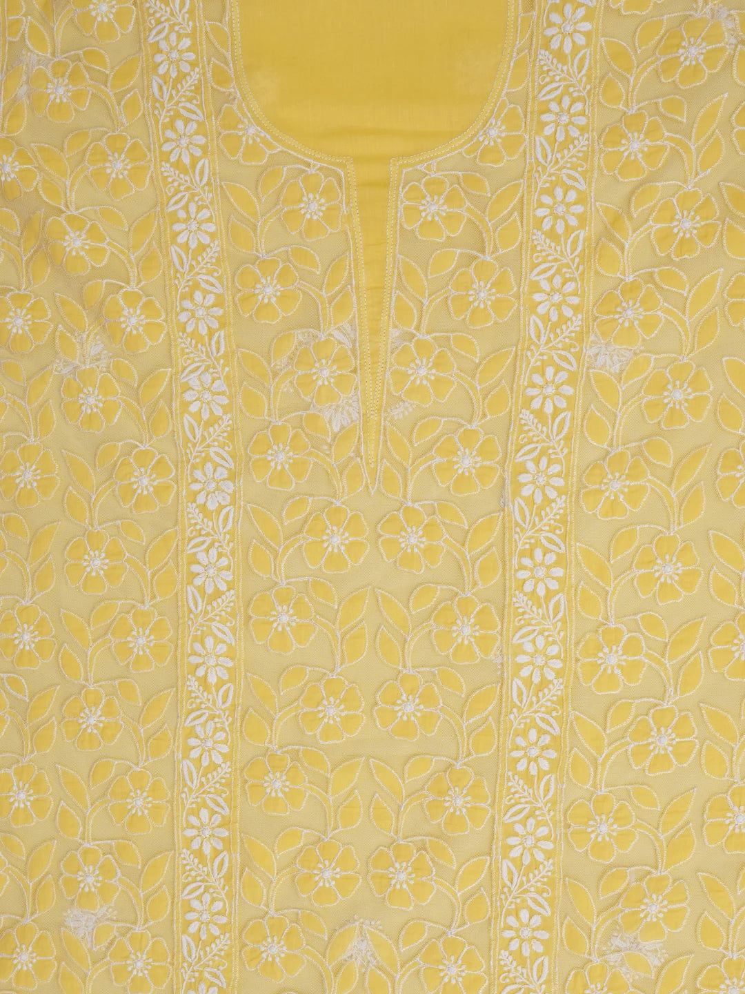Ada Hand Embroidered Yellow Cotton Lucknowi Chikankari Unstitched Kurta Dupatta Set 01A657569