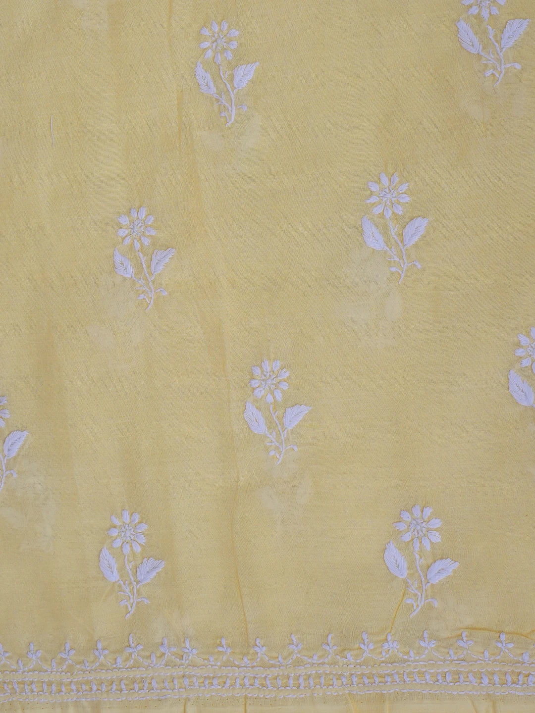 Ada Hand Embroidered Beige Cotton Lucknowi Chikankari Unstitched Suit Piece With Cutdana Work 01A678257